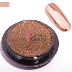Pigment Metalic Mirror Effect pentru Gel UV sau Acril, NADP014JJ Light Copper + 2 aplicatoare
